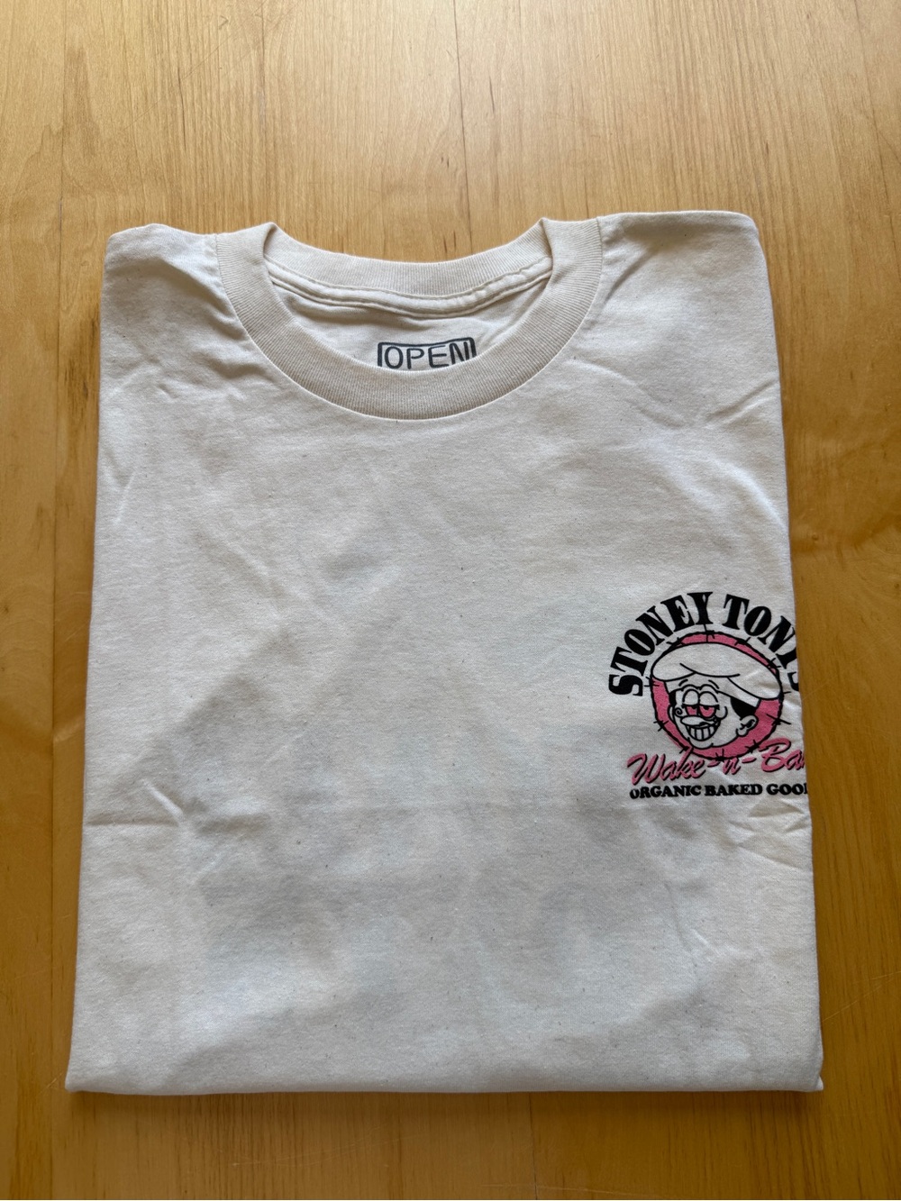 OPEN 925 Stoney Tony’s Wake N Bake Tee XL Cream Graphic Streetwear